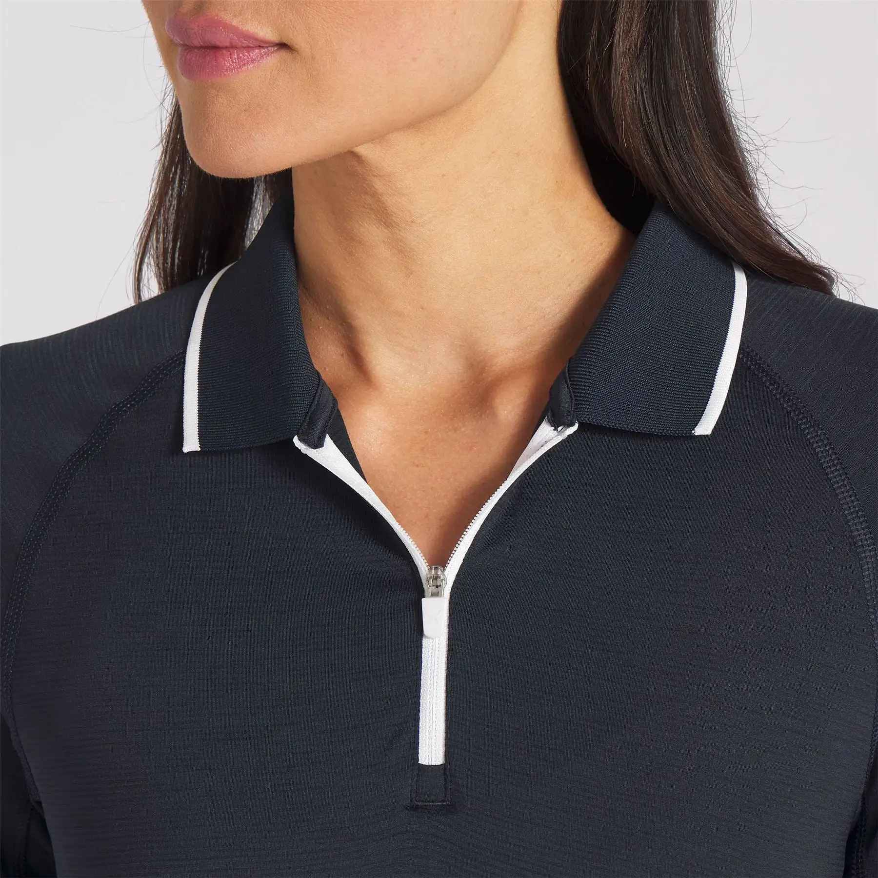 Womens You-V Long Sleeve Quarter Zip Polo Navy - SS24