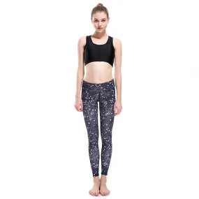 Workout Women Leggings Casual High Waist Elastic Push Up Dot Print Ankle Length Spandex Leggin Fitness Black Leggings