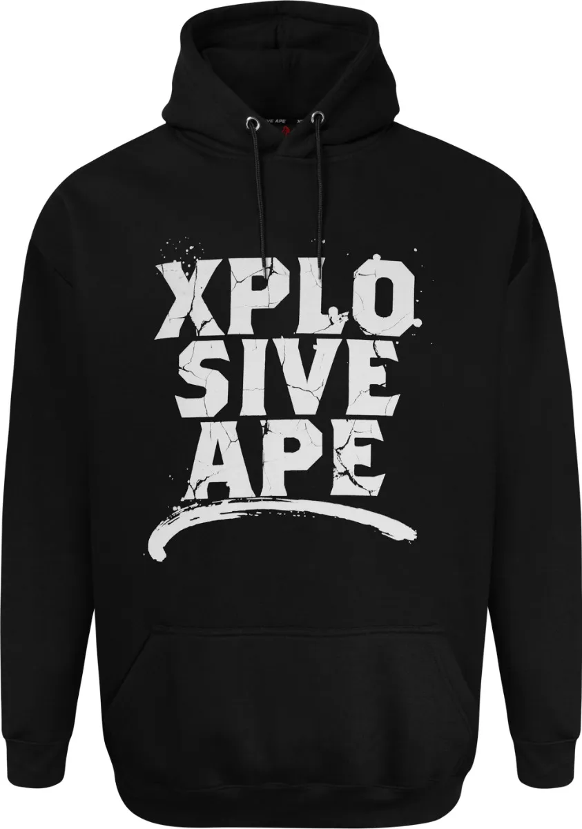 Xplosive Ape Cracked Print Hoody - Black