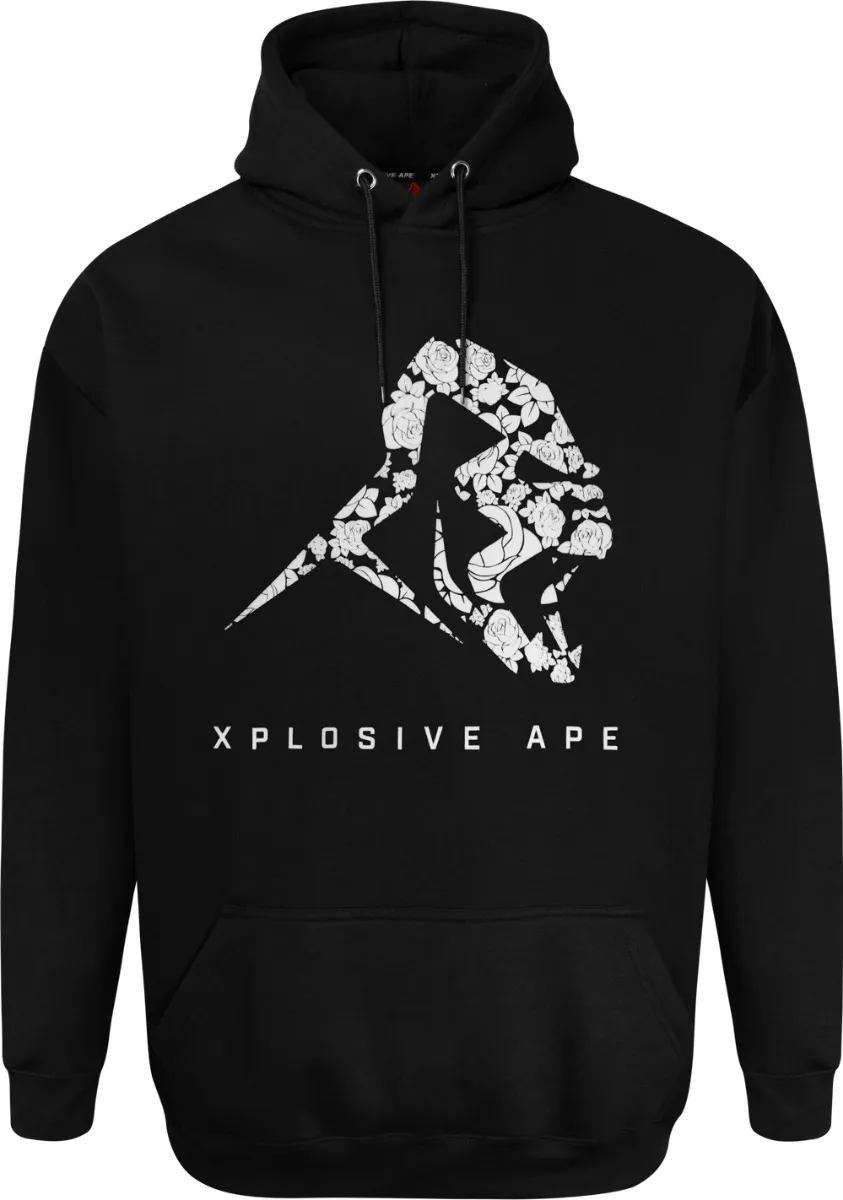 Xplosive Ape Roses Print Hoody - Black