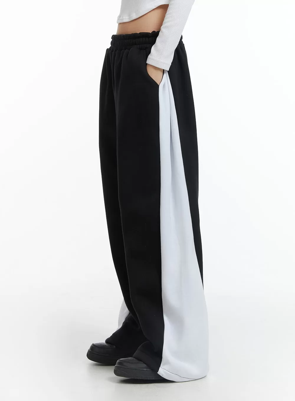 Y2K Mid Waist Contrasting Trim Wide Leg Trousers (UNISEX) CJ412