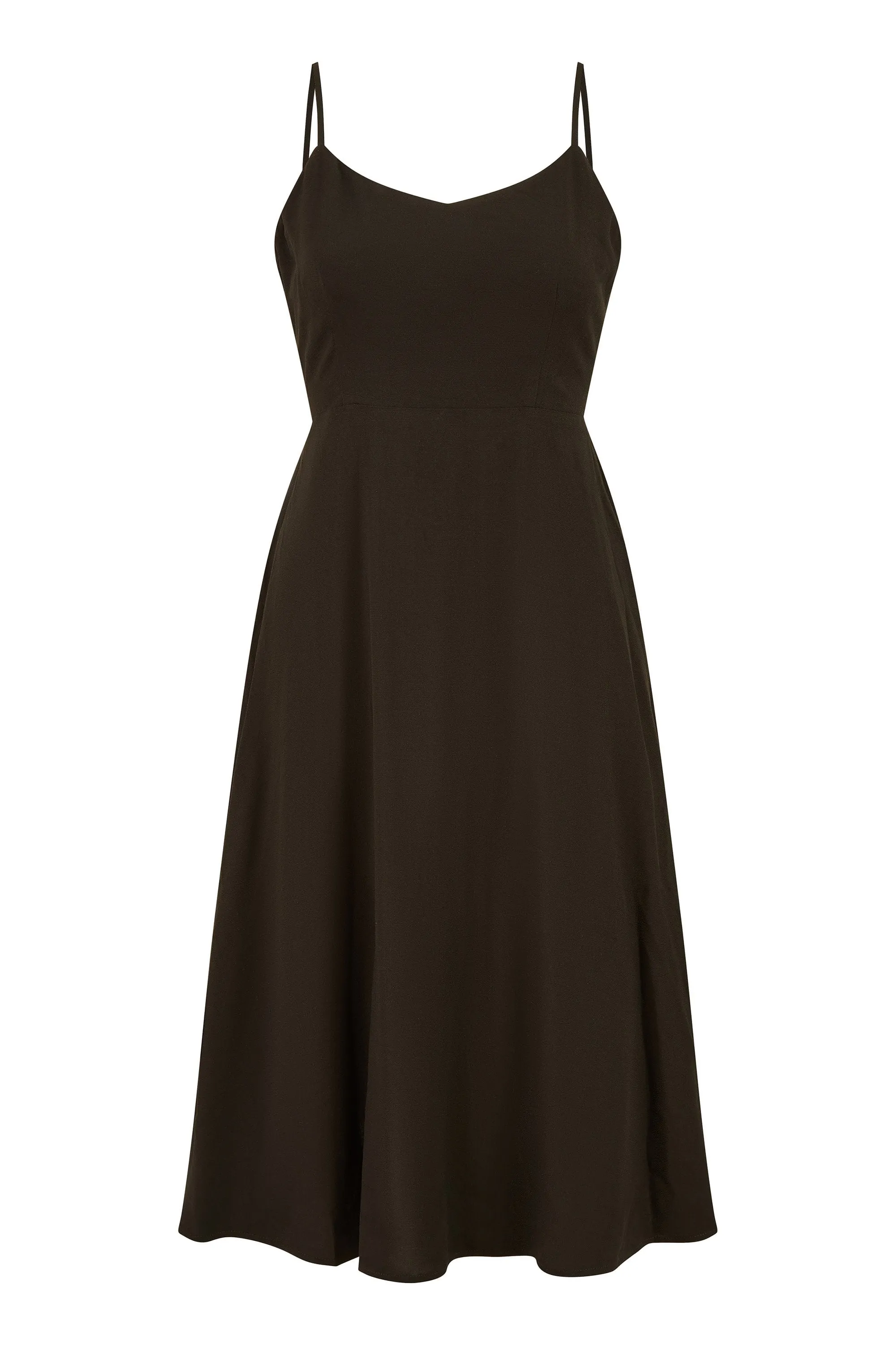 Yumi Black Viscose Tie Back Midi Sun Dress